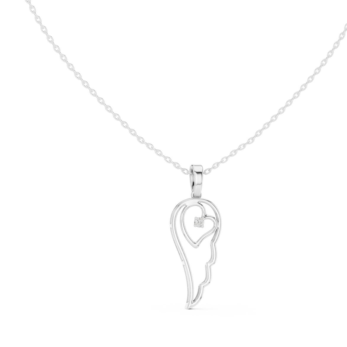 Angel wing diamond pendant in gold with lab grown diamond by Signora Jewels