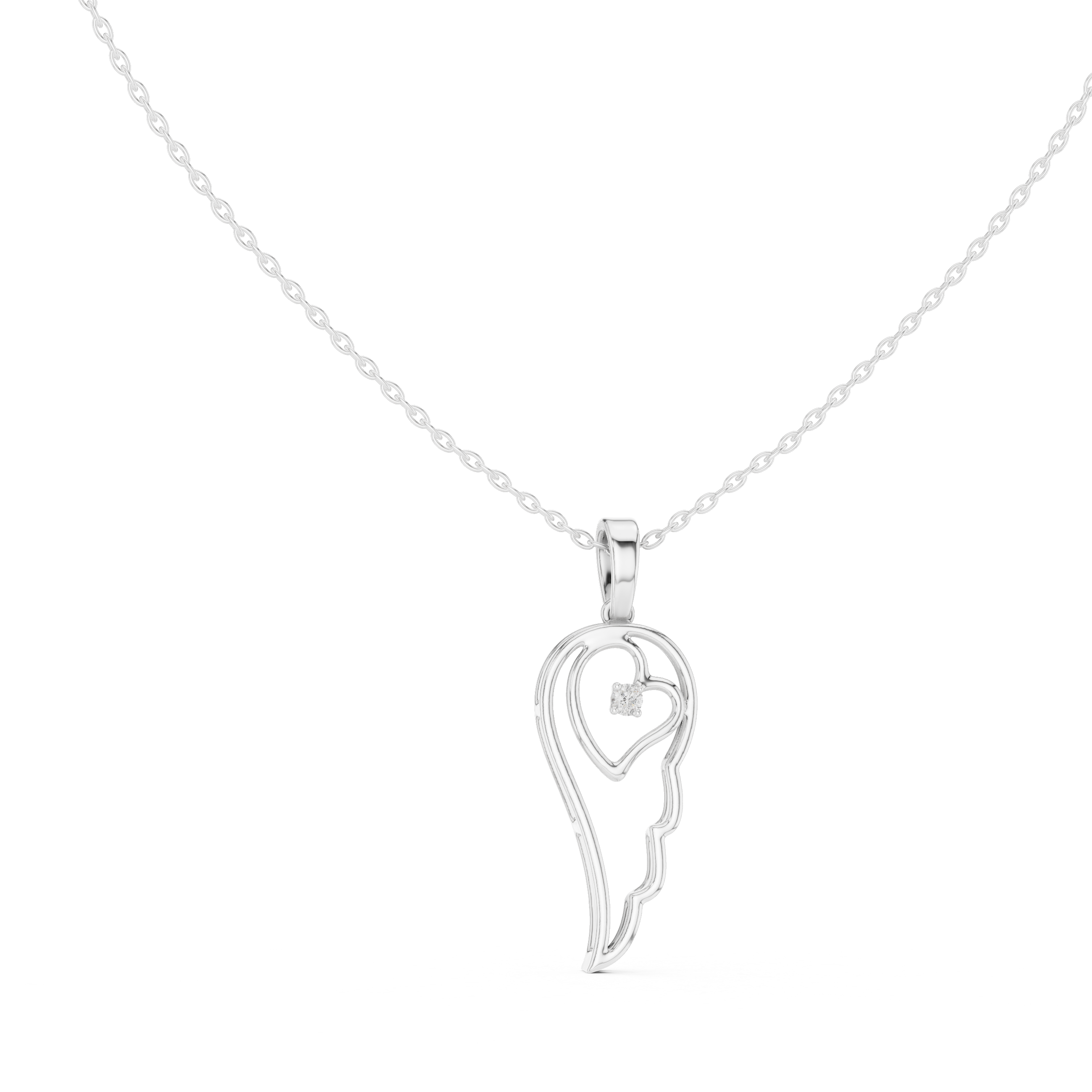 Angel wing diamond pendant in gold with lab grown diamond by Signora Jewels