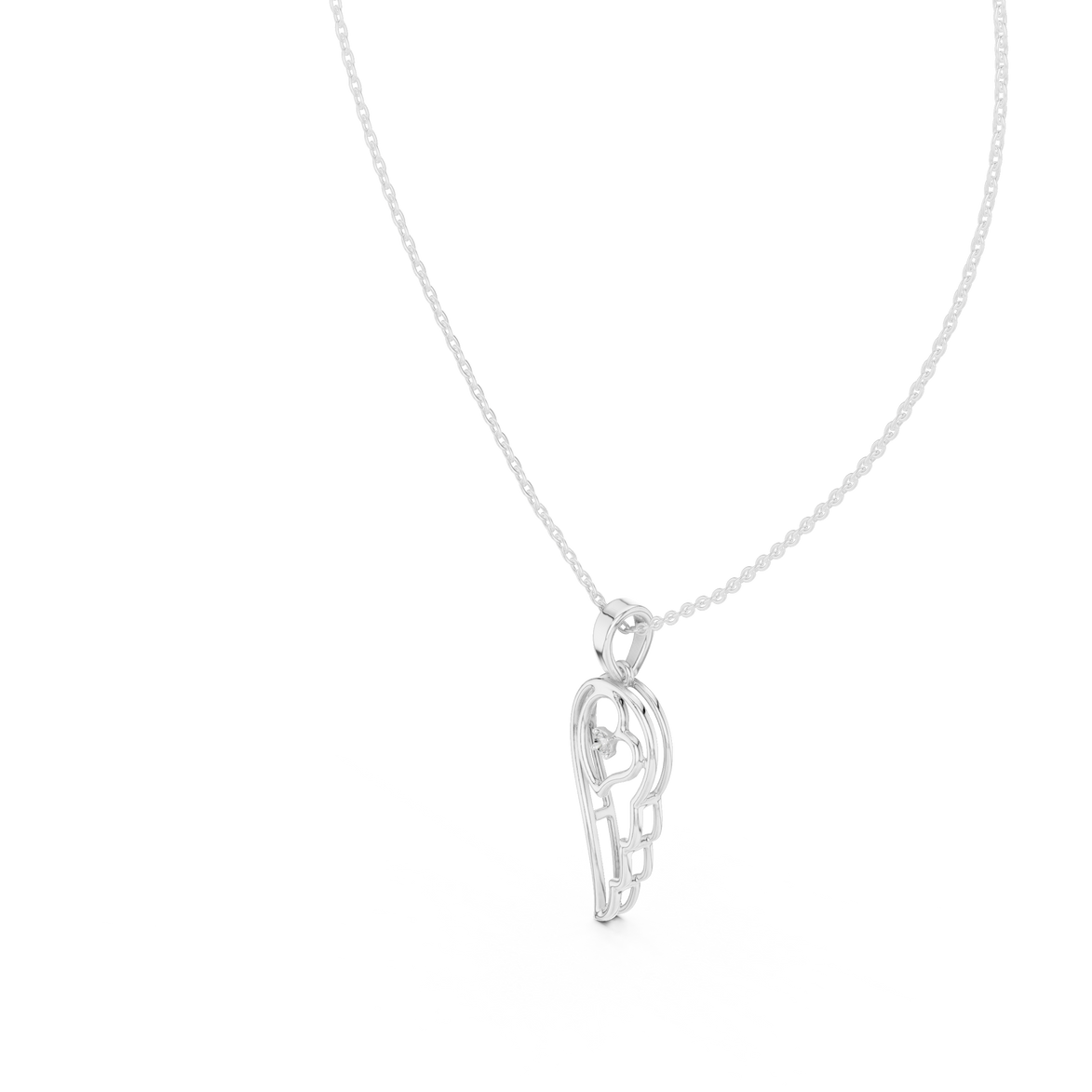 Angel wing diamond pendant in gold with lab grown diamond by Signora Jewels