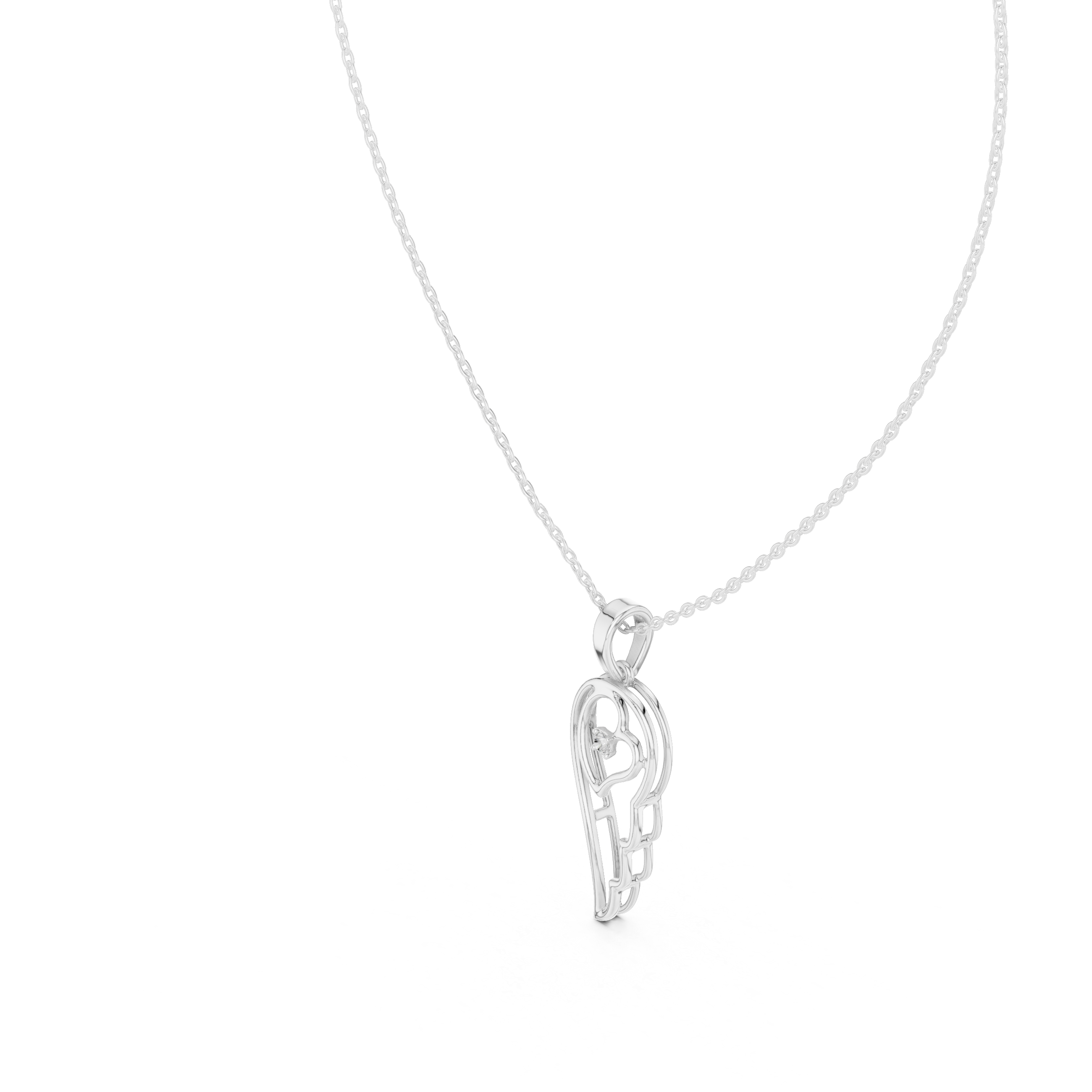 Angel wing diamond pendant in gold with lab grown diamond by Signora Jewels