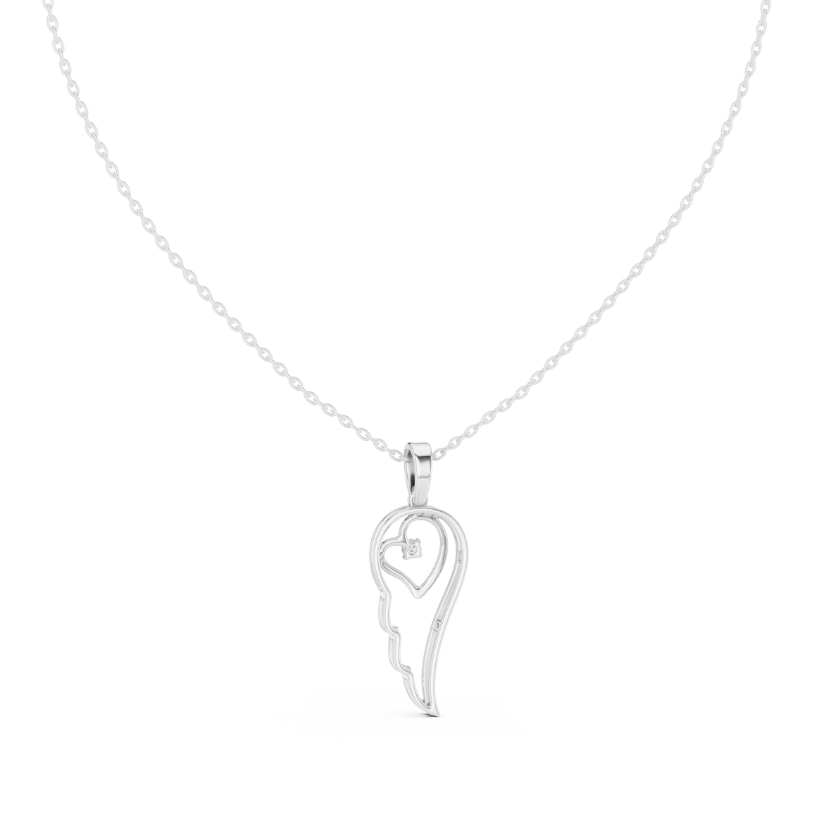 Angel wing diamond pendant in gold with lab grown diamond by Signora Jewels