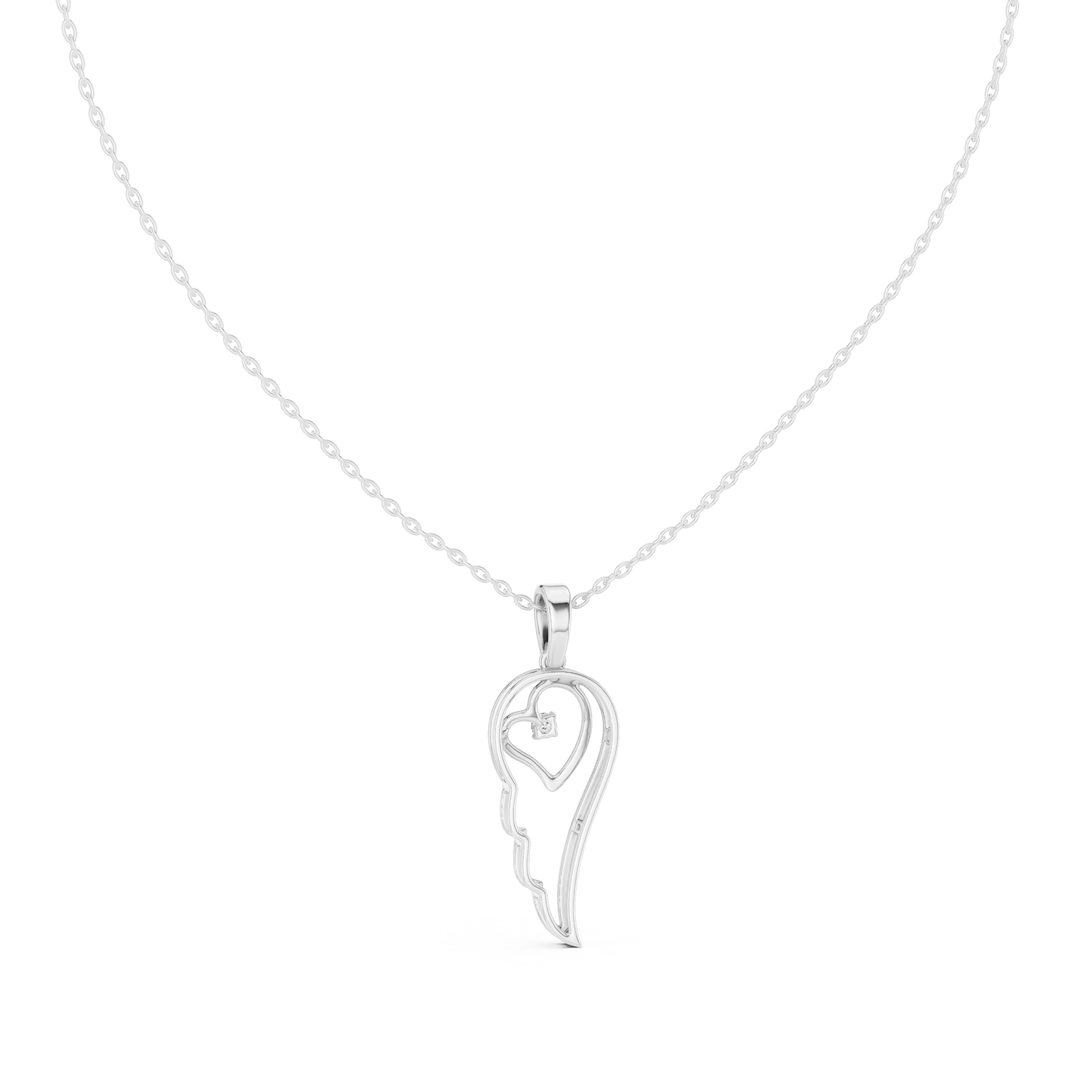 Angel wing diamond pendant in gold with lab grown diamond by Signora Jewels