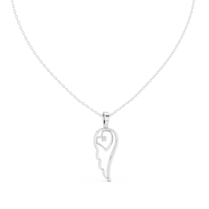 Angel wing diamond pendant in gold with lab grown diamond by Signora Jewels