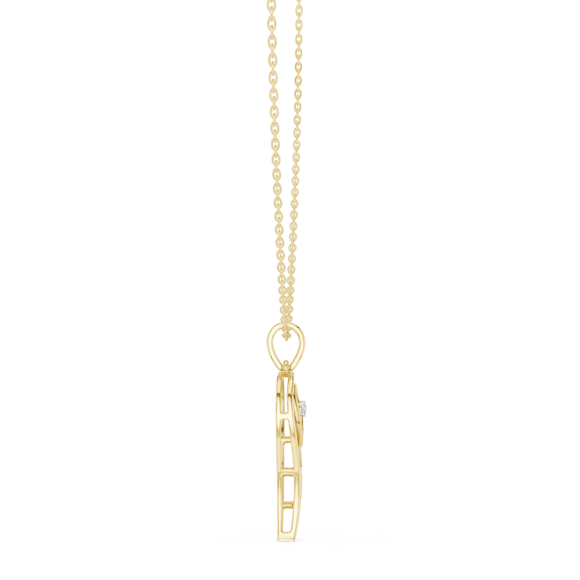 Angel wing diamond pendant in gold with lab grown diamond by Signora Jewels