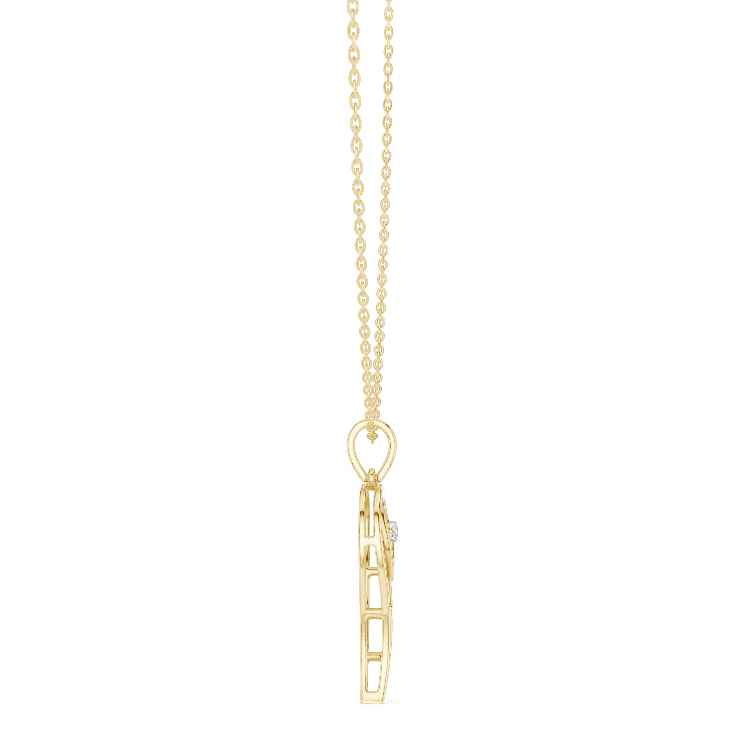 Angel wing diamond pendant in gold with lab grown diamond by Signora Jewels