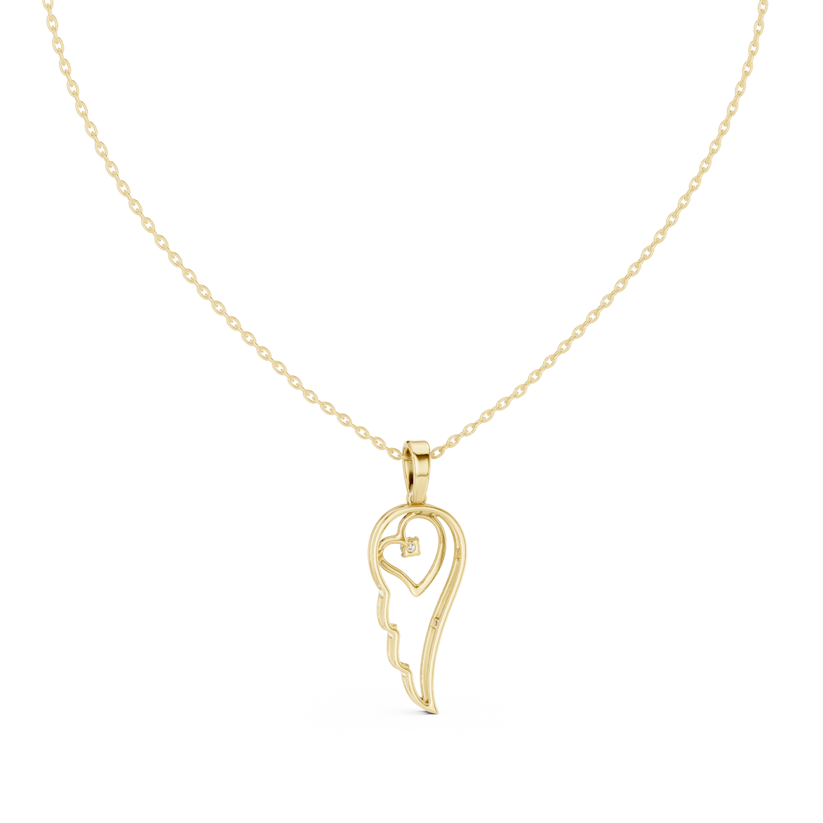 Angel wing diamond pendant in gold with lab grown diamond by Signora Jewels