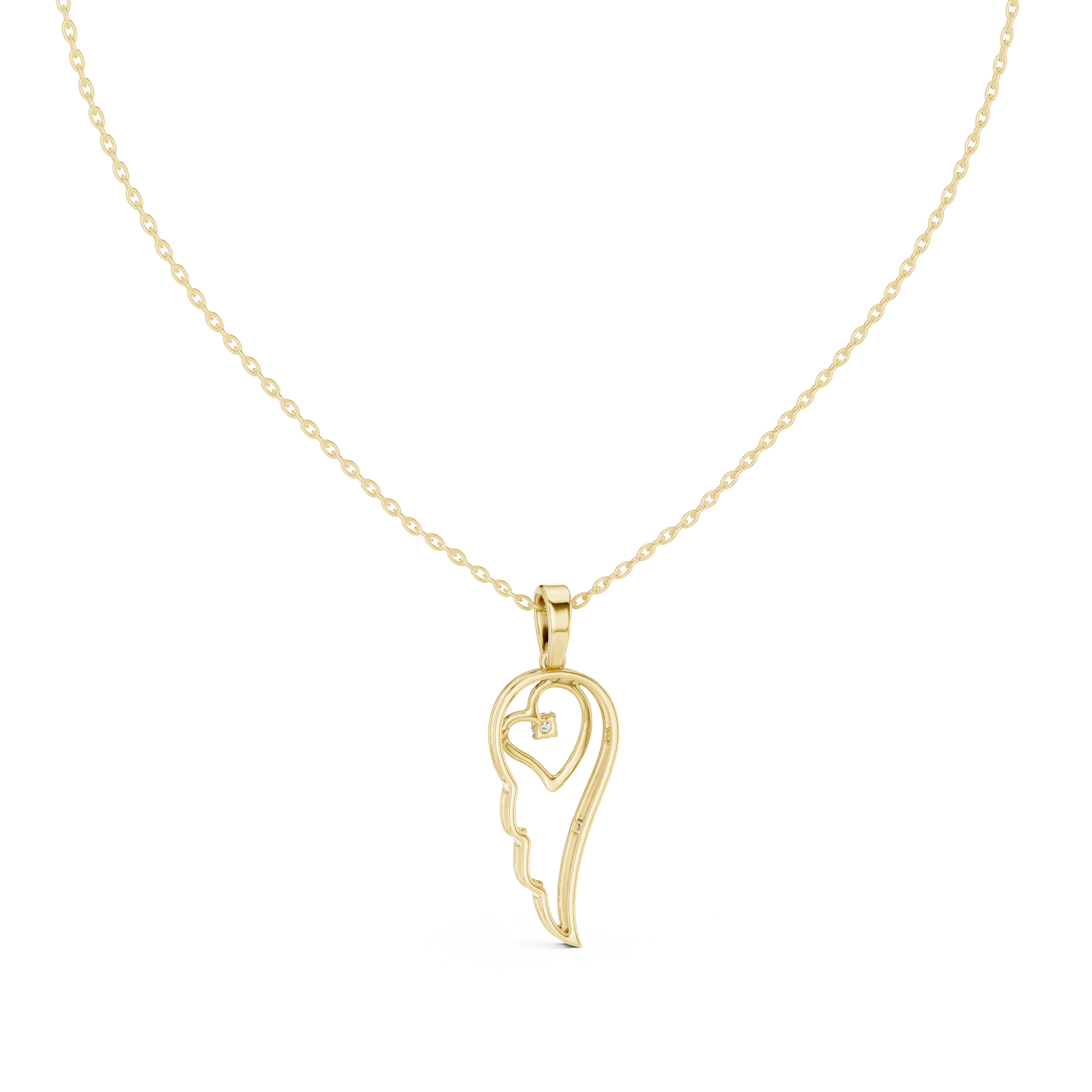 Angel wing diamond pendant in gold with lab grown diamond by Signora Jewels