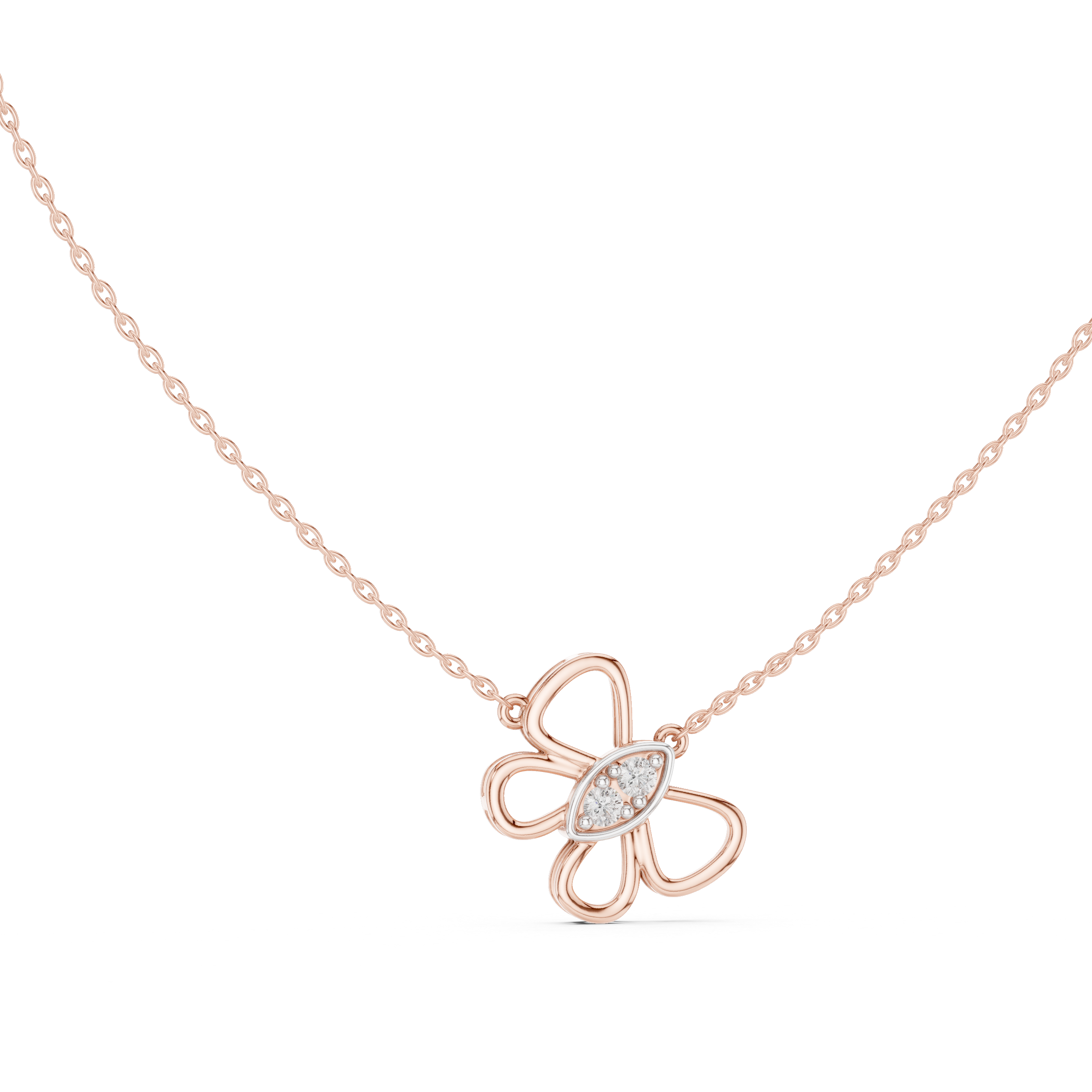 Butterfly diamond pendant in gold with lab grown diamonds by Signora Jewels