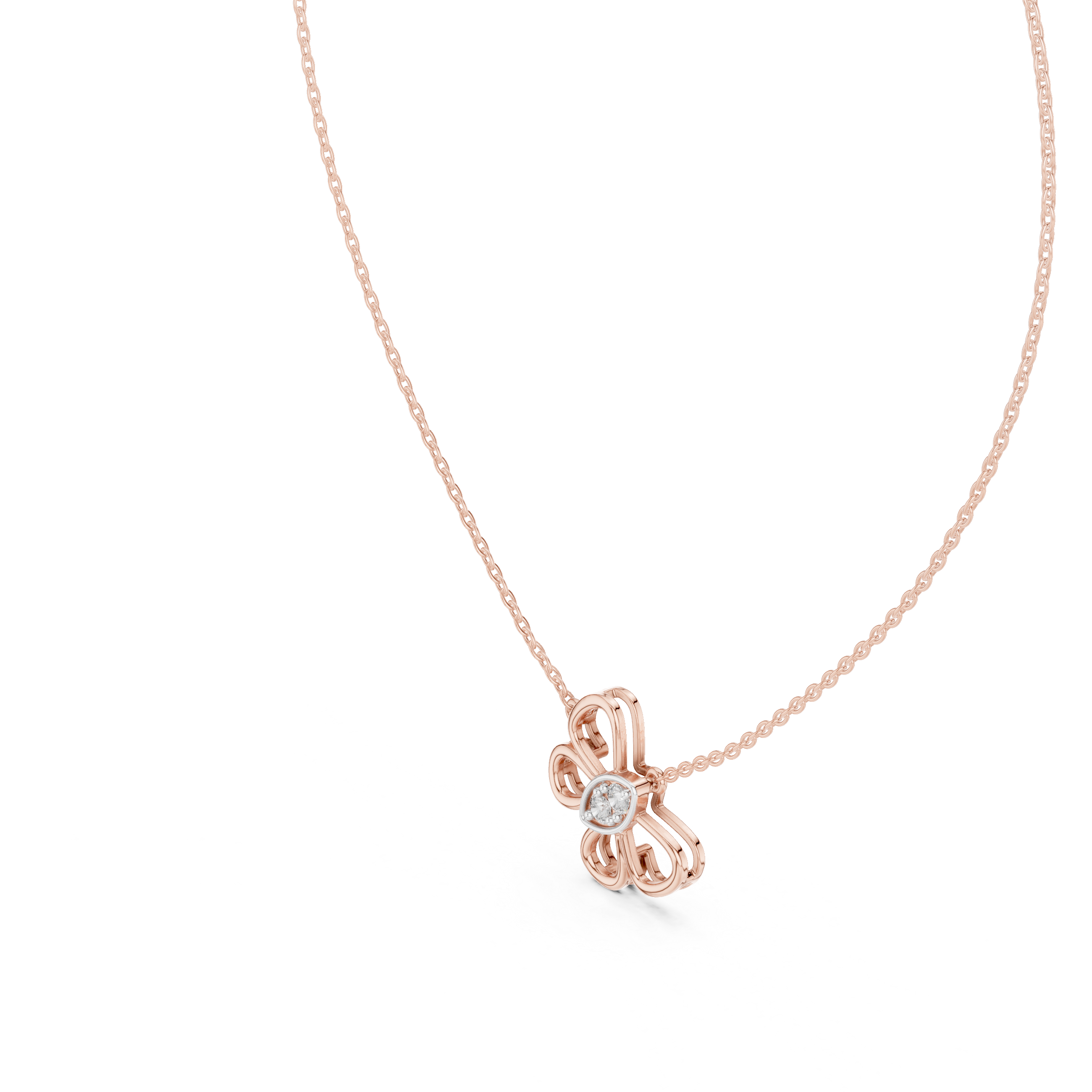 Butterfly diamond pendant in gold with lab grown diamonds by Signora Jewels