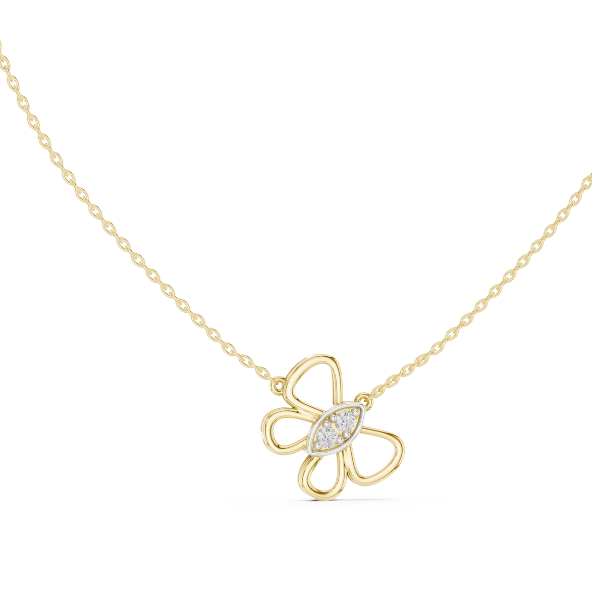 Butterfly diamond pendant in gold with lab grown diamonds by Signora Jewels