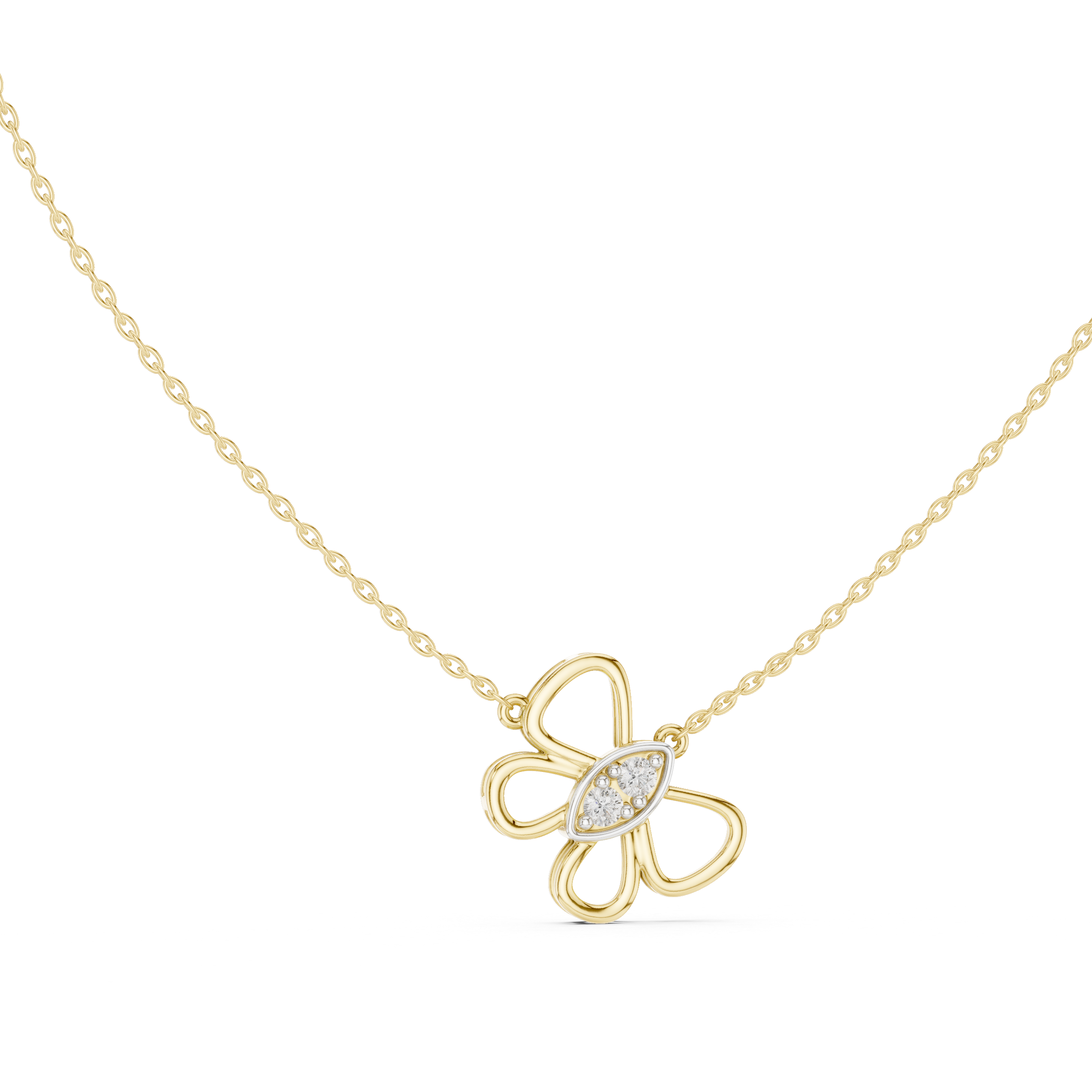Butterfly diamond pendant in gold with lab grown diamonds by Signora Jewels