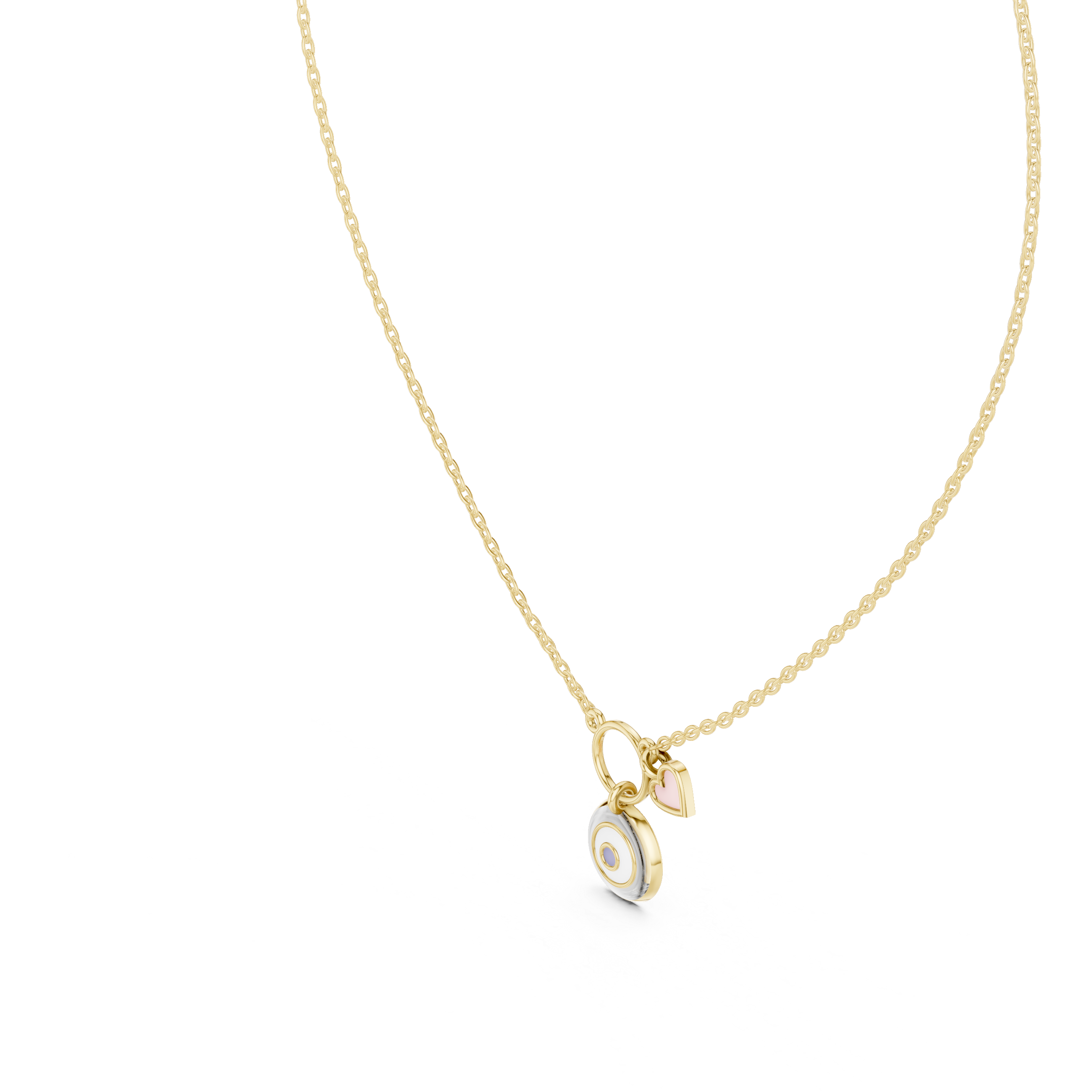 Evil eye heart pendant in gold symbolic charm jewelry by Signora Jewels