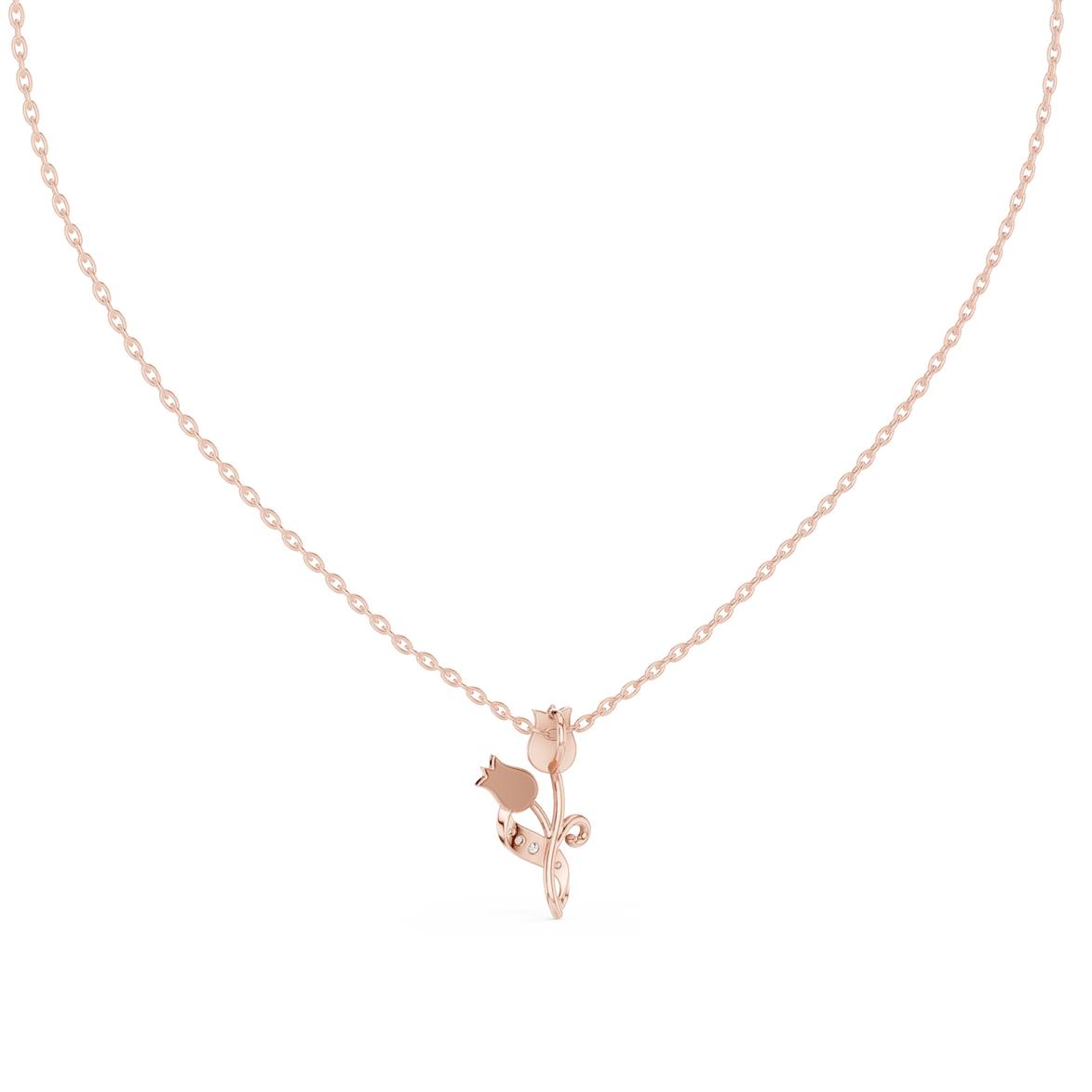 Tulip flower diamond pendant in gold with lab grown diamonds by Signora Jewels