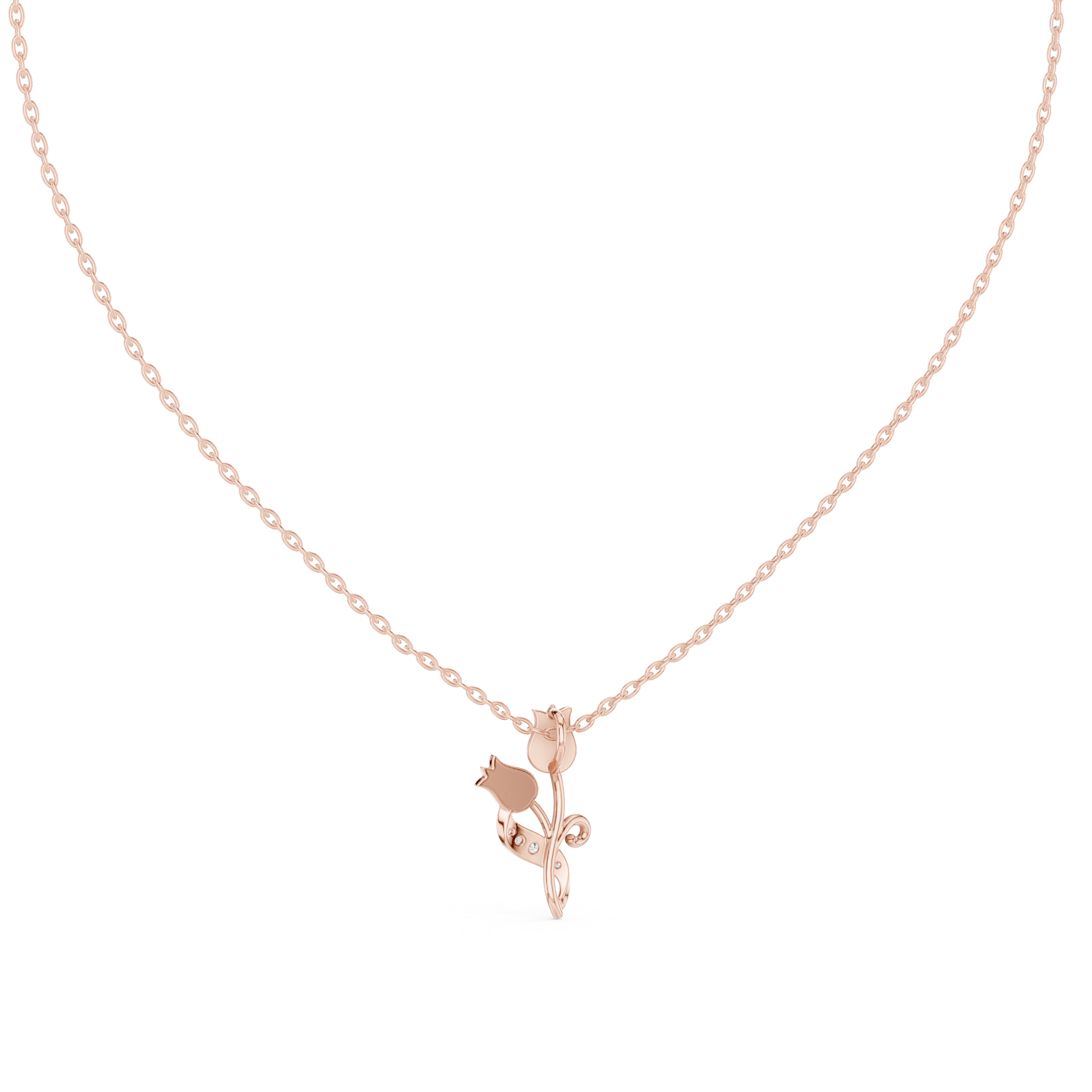Tulip flower diamond pendant in gold with lab grown diamonds by Signora Jewels