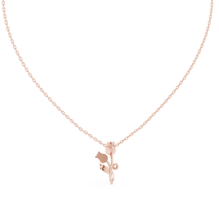 Tulip flower diamond pendant in gold with lab grown diamonds by Signora Jewels