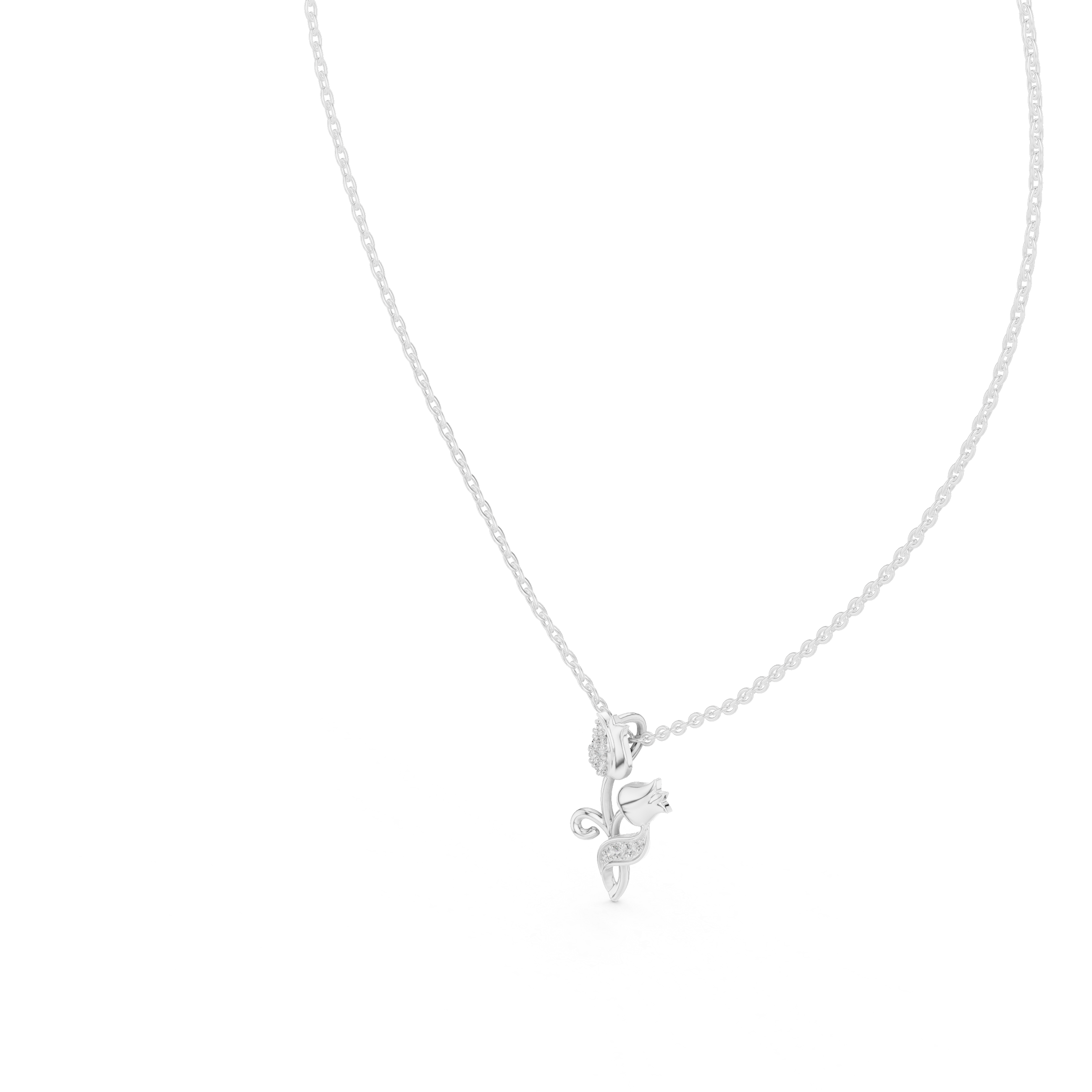 Tulip flower diamond pendant in gold with lab grown diamonds by Signora Jewels