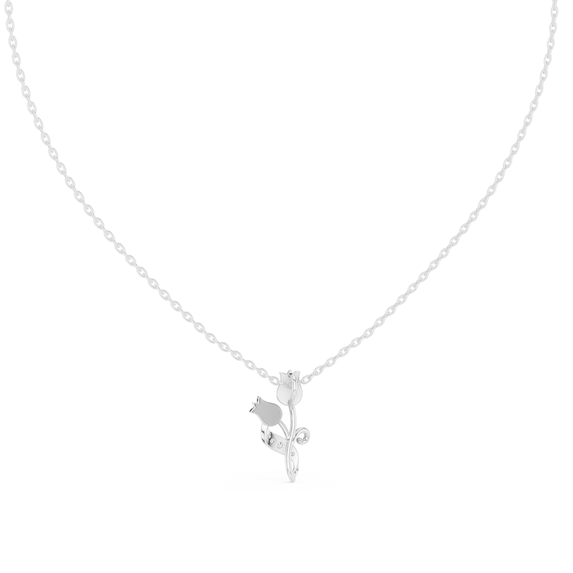 Tulip flower diamond pendant in gold with lab grown diamonds by Signora Jewels