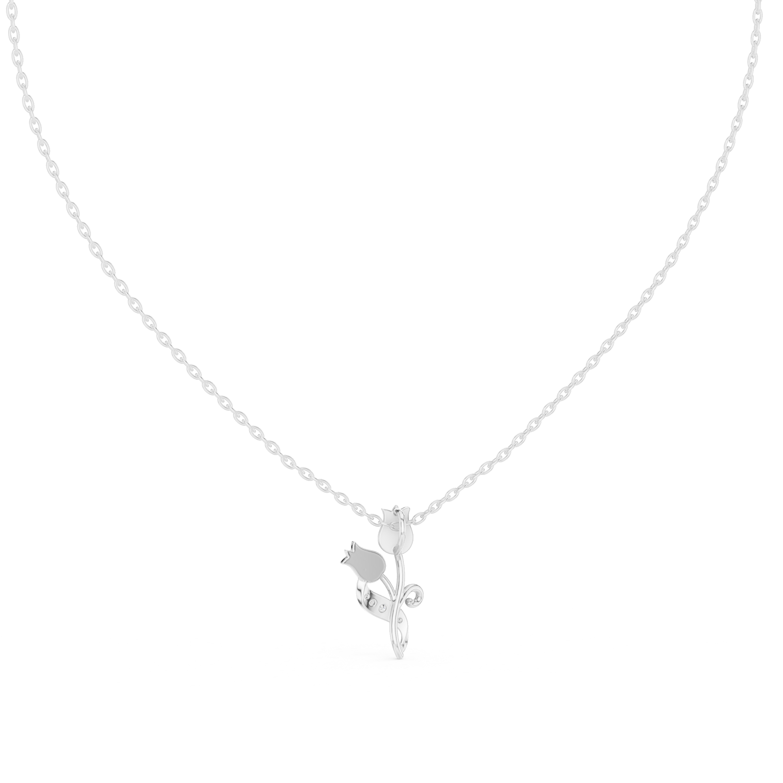 Tulip flower diamond pendant in gold with lab grown diamonds by Signora Jewels