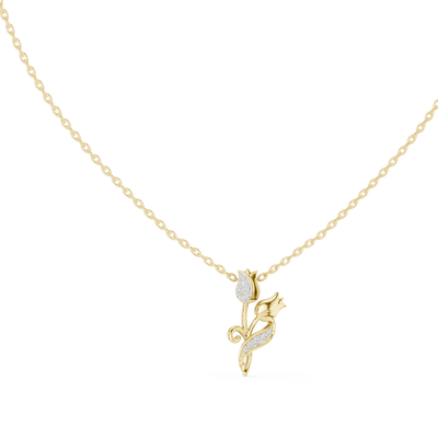 tulip lab grown diamond floral pendant in yellow gold