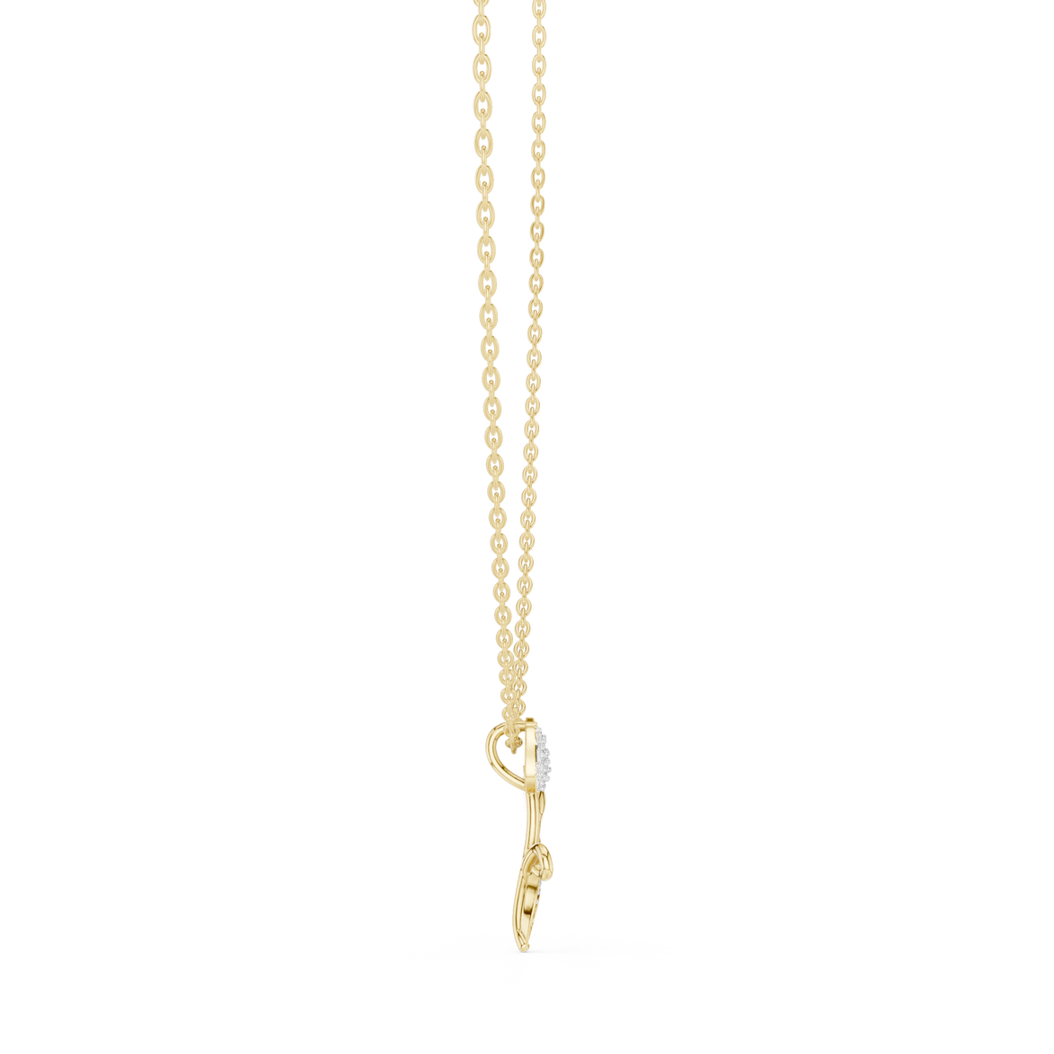 Tulip flower diamond pendant in gold with lab grown diamonds by Signora Jewels