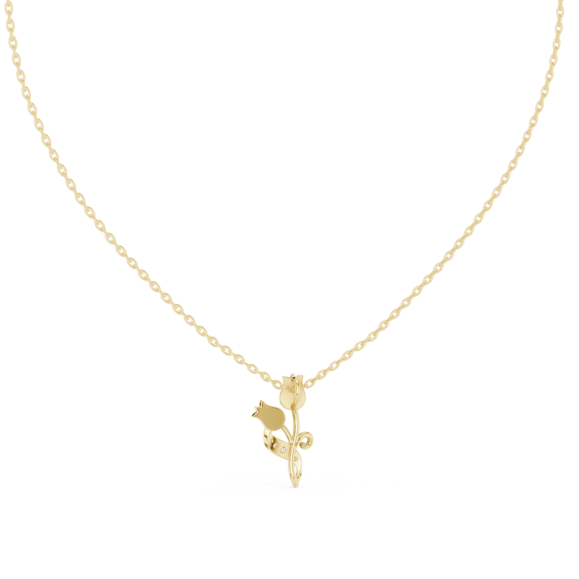 Tulip flower diamond pendant in gold with lab grown diamonds by Signora Jewels