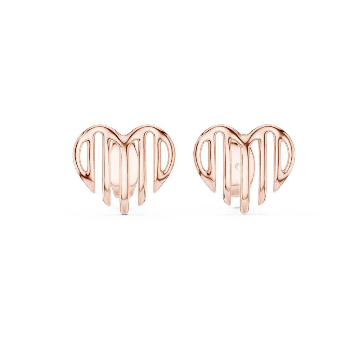 Open heart stud earrings in gold with modern minimal design by Signora Jewels