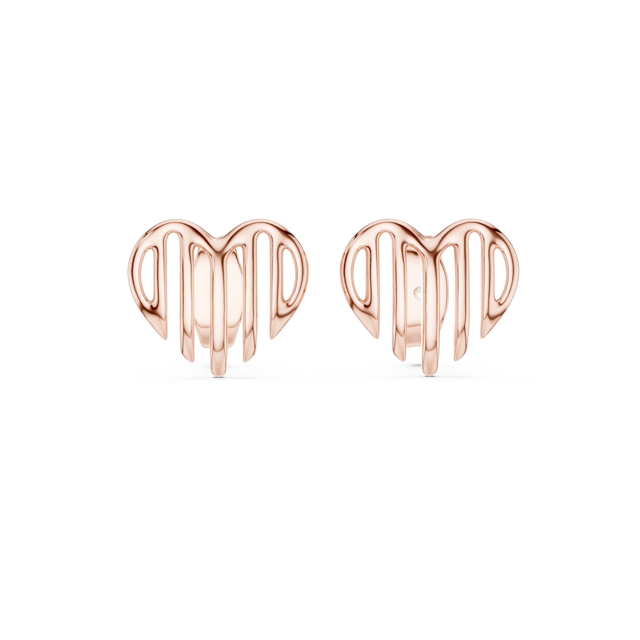 Open heart stud earrings in gold with modern minimal design by Signora Jewels