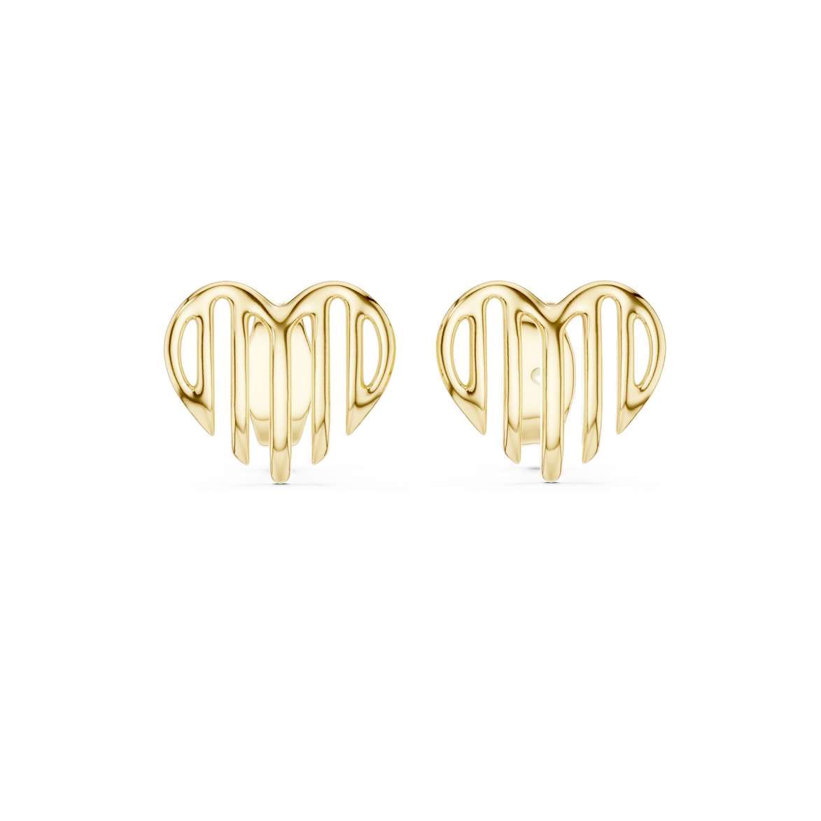 Open heart stud earrings in gold with modern minimal design by Signora Jewels