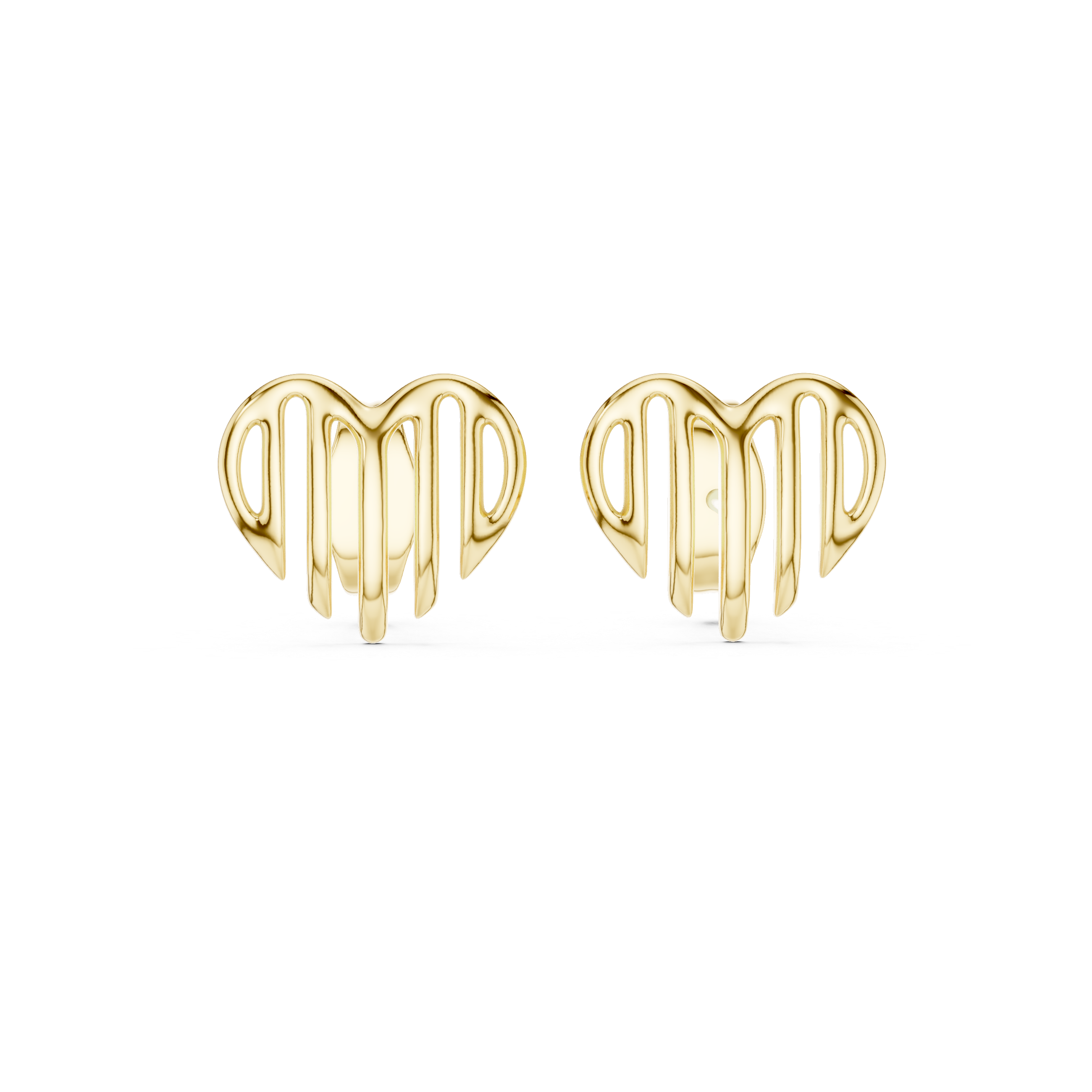 Open heart stud earrings in gold with modern minimal design by Signora Jewels