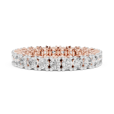 round diamond shared-prong eternity ring in rose gold
