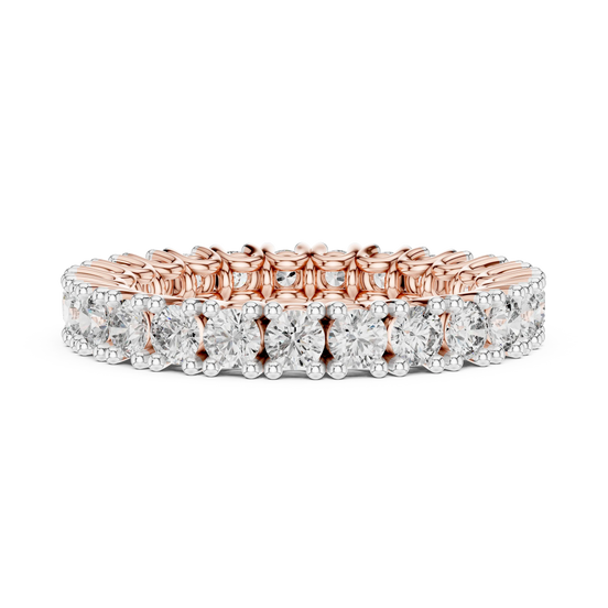 round diamond shared-prong eternity ring in rose gold
