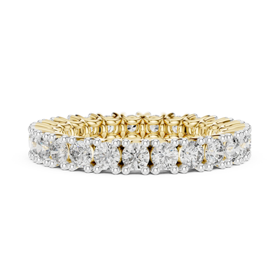 round diamond shared-prong eternity ring in yellow gold
