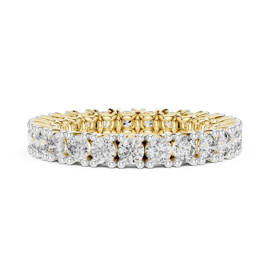 round diamond shared-prong eternity ring in yellow gold
