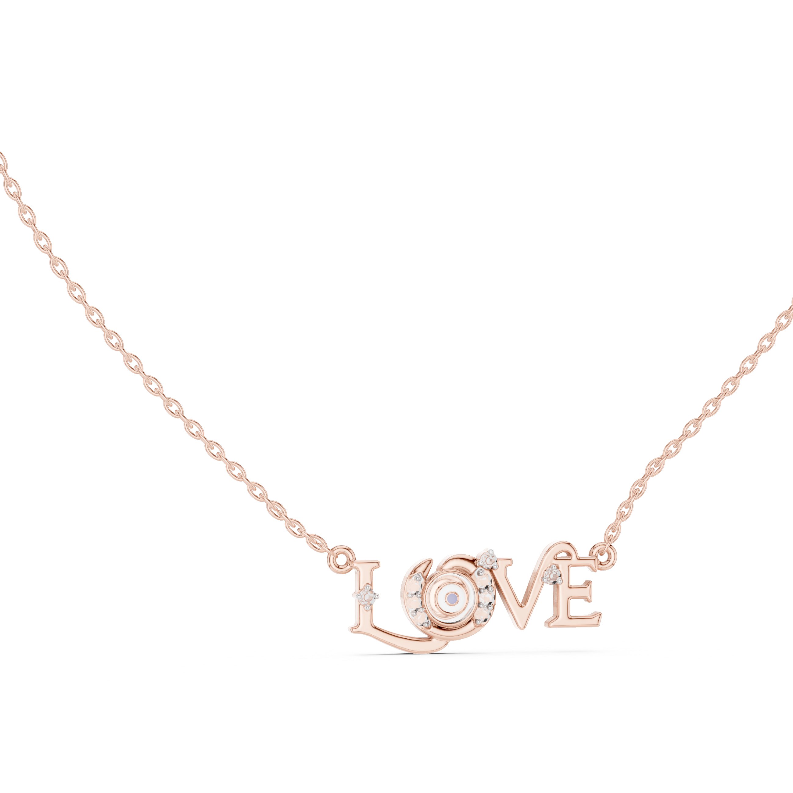 LOVE evil eye diamond pendant in gold with lab grown diamonds by Signora Jewels