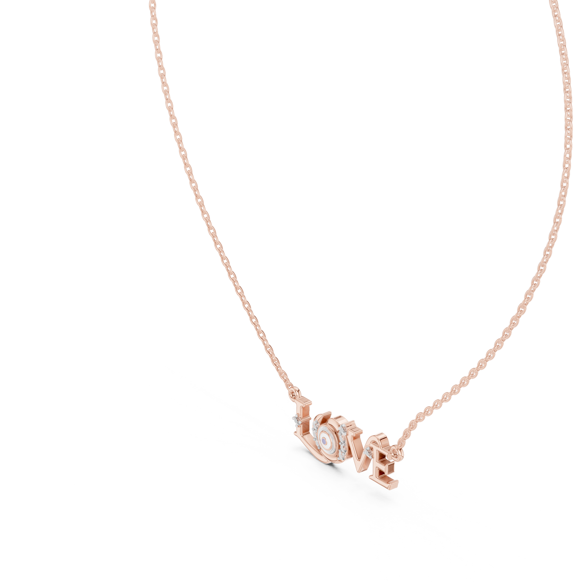 LOVE evil eye diamond pendant in gold with lab grown diamonds by Signora Jewels