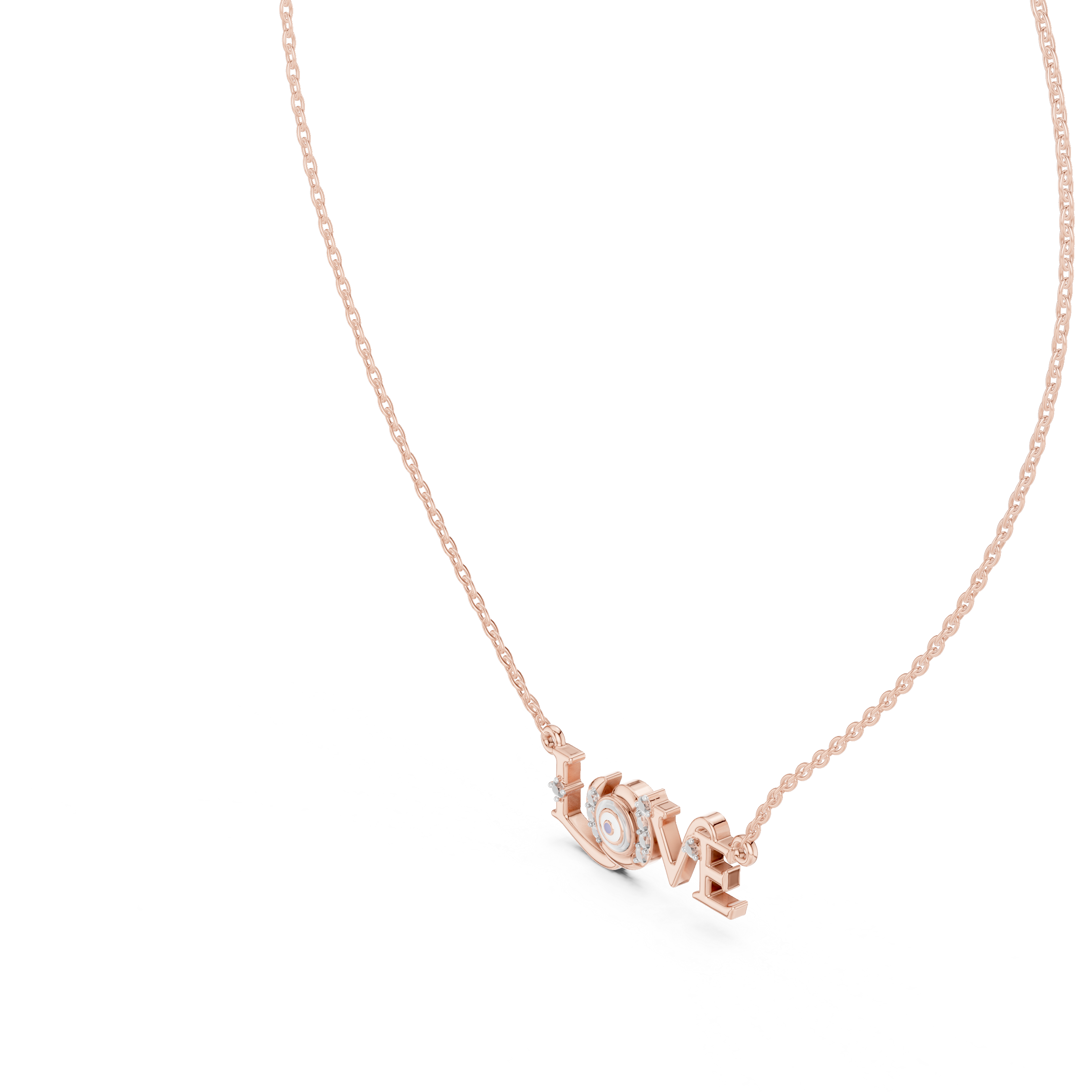 LOVE evil eye diamond pendant in gold with lab grown diamonds by Signora Jewels