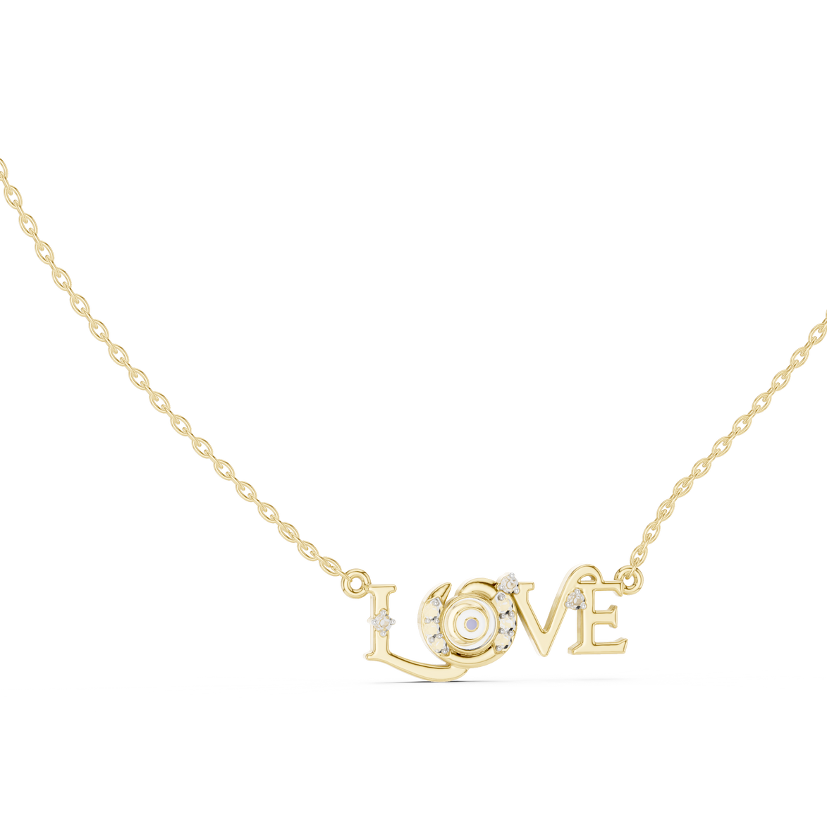 LOVE evil eye diamond pendant in gold with lab grown diamonds by Signora Jewels