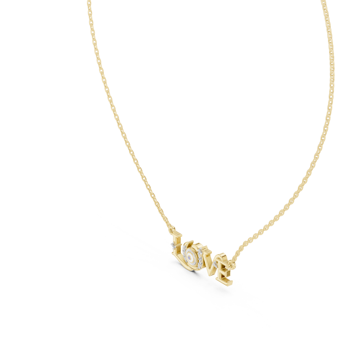 LOVE evil eye diamond pendant in gold with lab grown diamonds by Signora Jewels