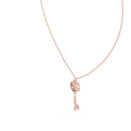Vintage key diamond pendant in gold with lab grown diamond by Signora Jewels