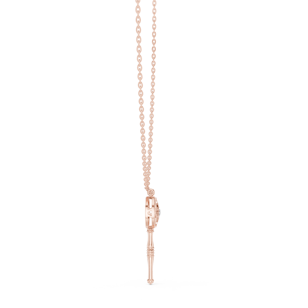 Vintage key diamond pendant in gold with lab grown diamond by Signora Jewels
