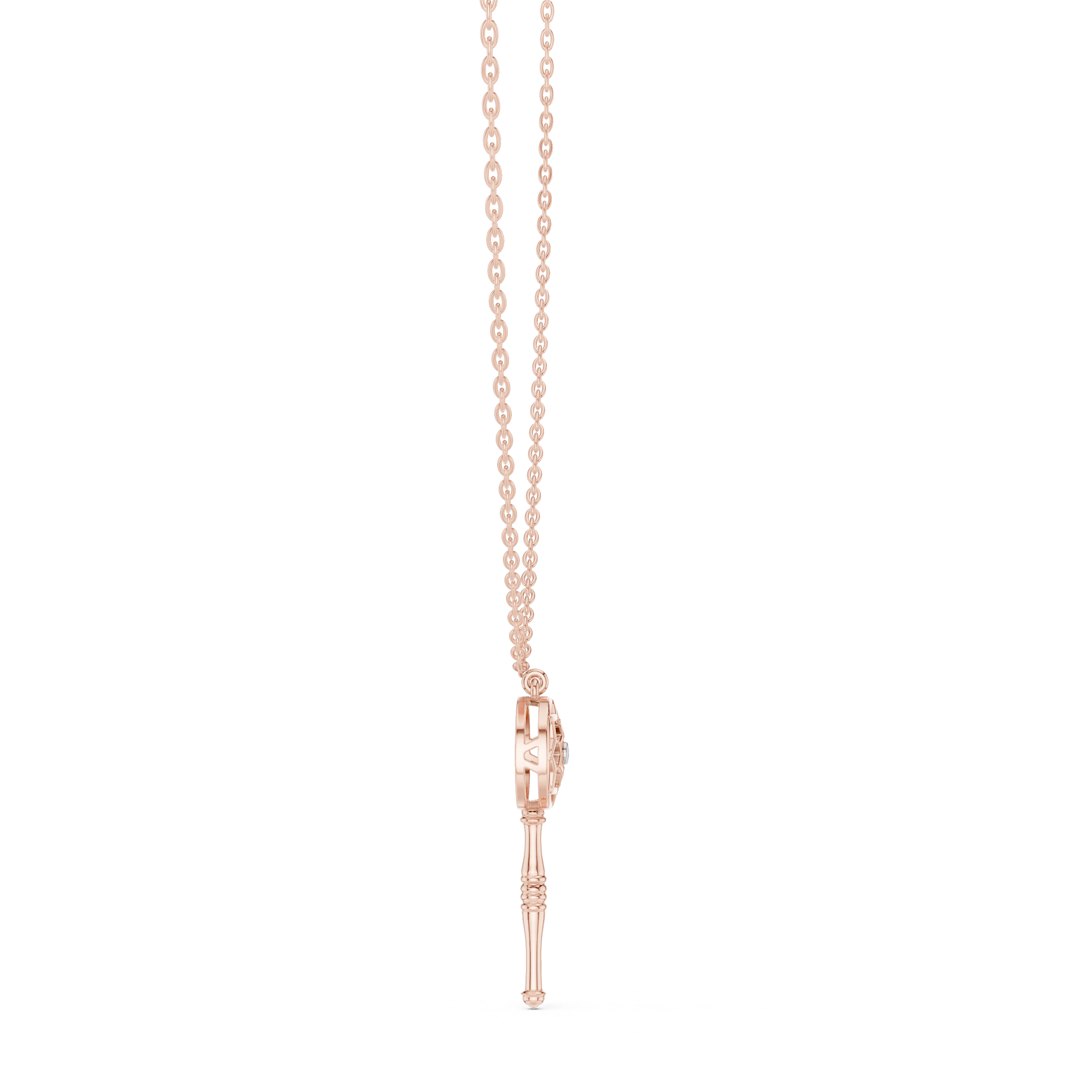 Vintage key diamond pendant in gold with lab grown diamond by Signora Jewels