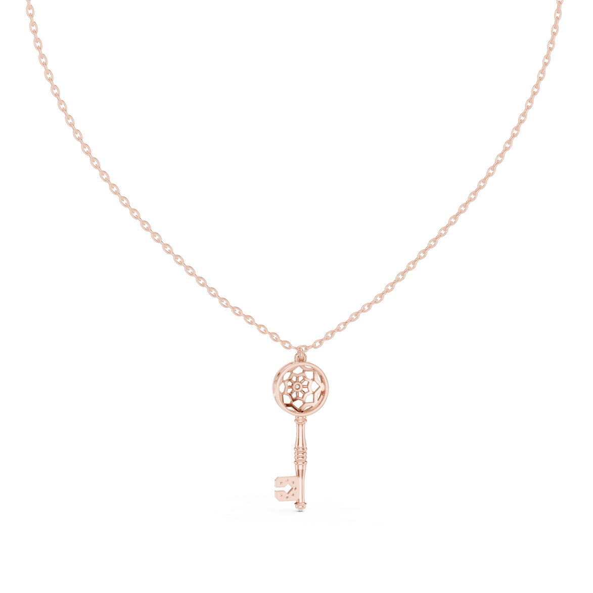 Vintage key diamond pendant in gold with lab grown diamond by Signora Jewels
