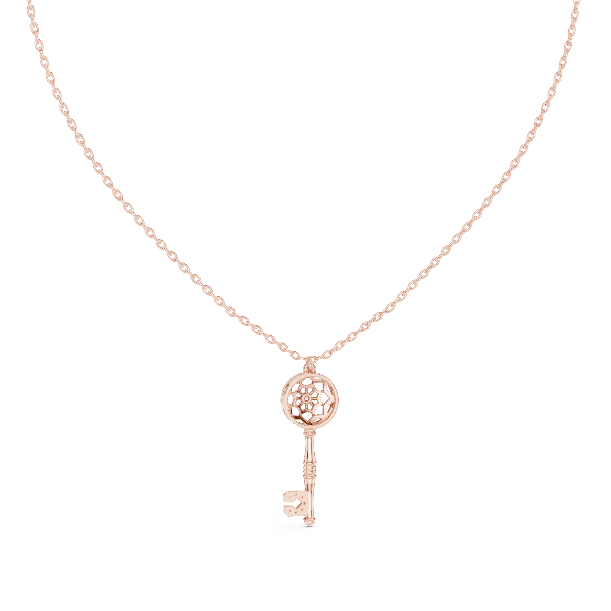 Vintage key diamond pendant in gold with lab grown diamond by Signora Jewels