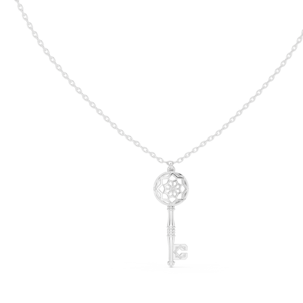 Vintage key diamond pendant in gold with lab grown diamond by Signora Jewels