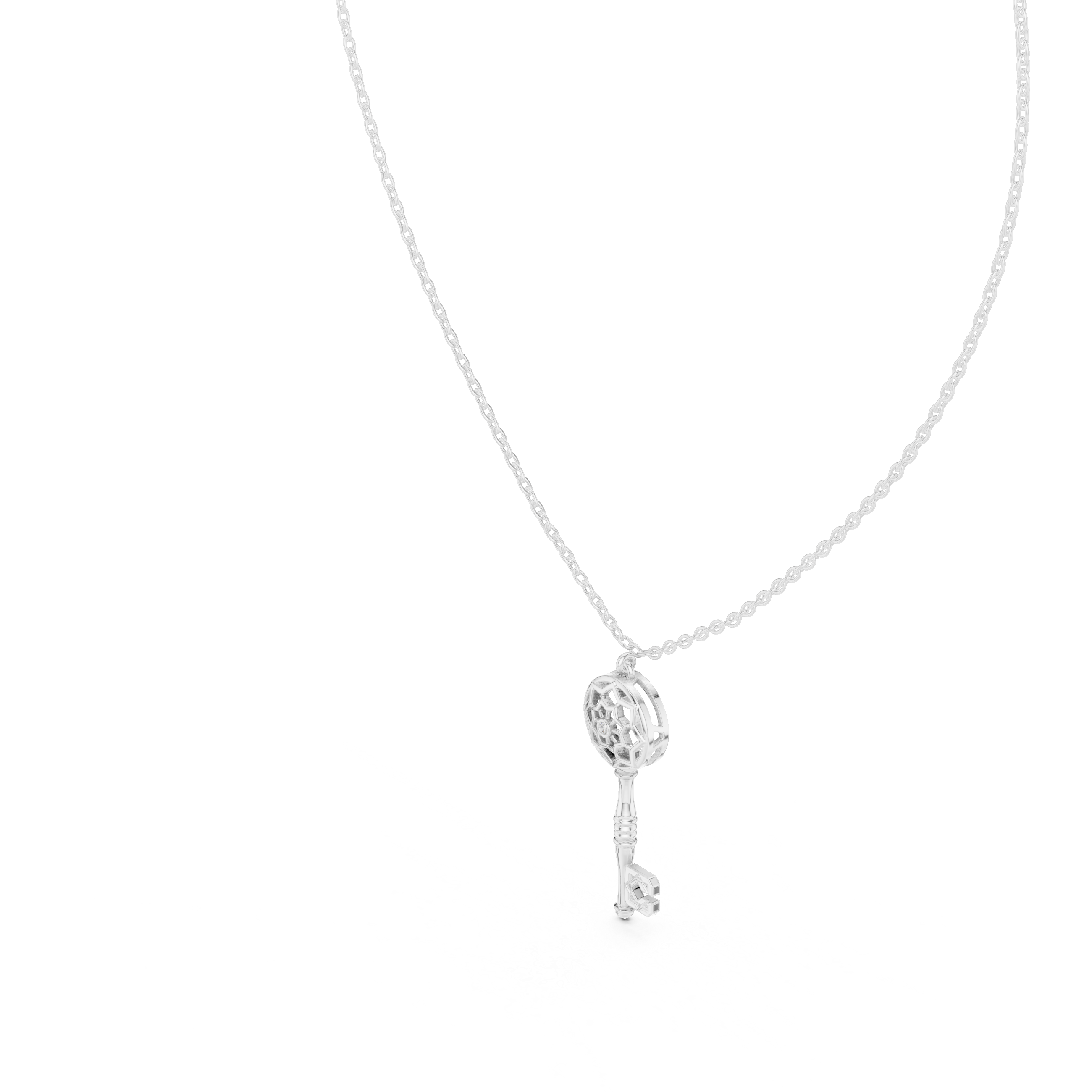 Vintage key diamond pendant in gold with lab grown diamond by Signora Jewels