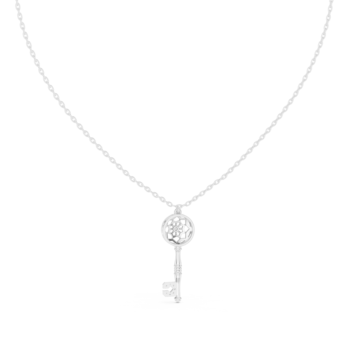 Vintage key diamond pendant in gold with lab grown diamond by Signora Jewels
