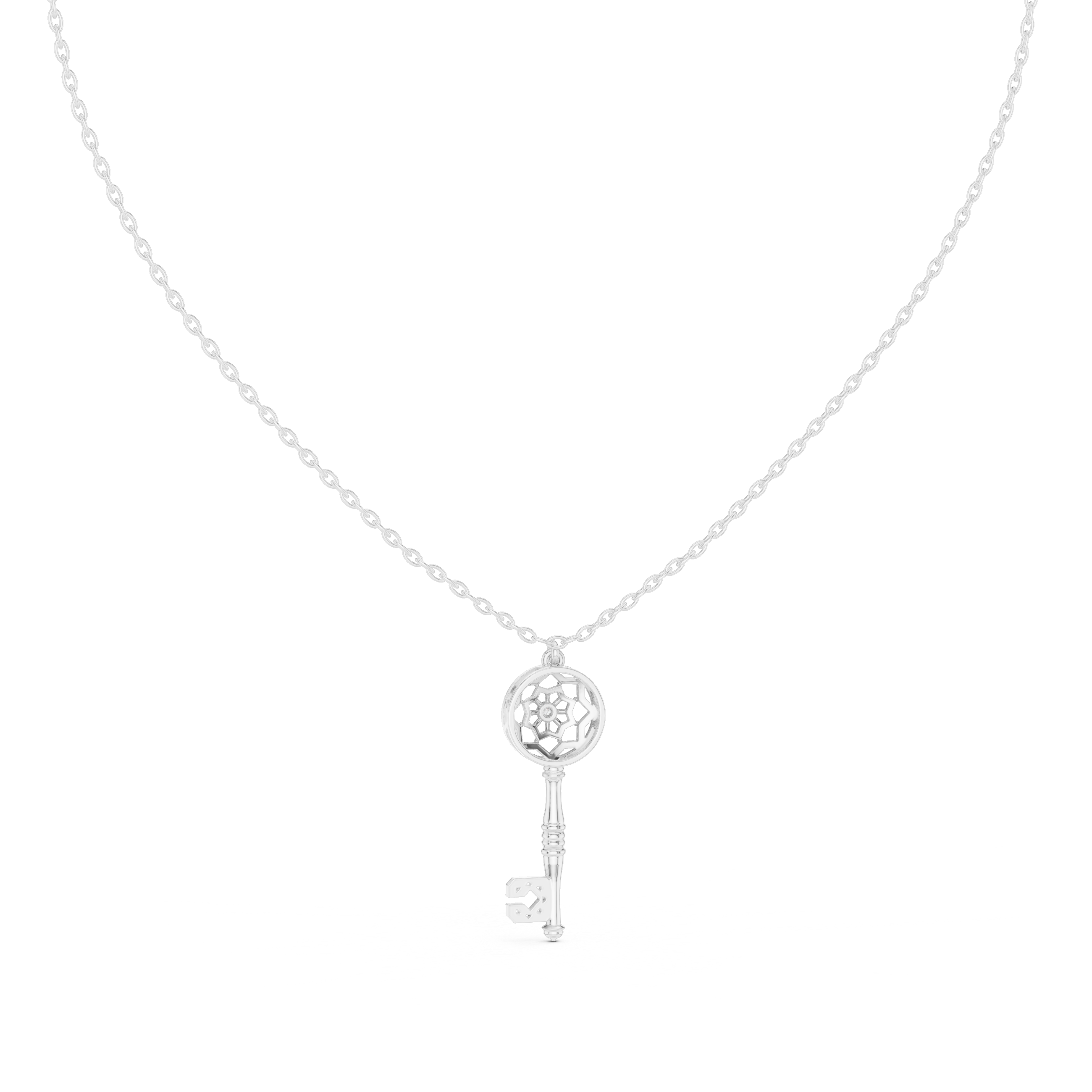 Vintage key diamond pendant in gold with lab grown diamond by Signora Jewels