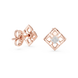 Geometric diamond stud earrings in gold with round diamonds