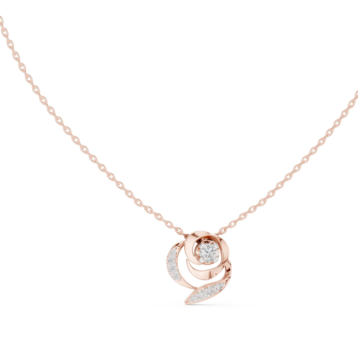 Swirl diamond pendant in gold with lab grown diamonds by Signora Jewels