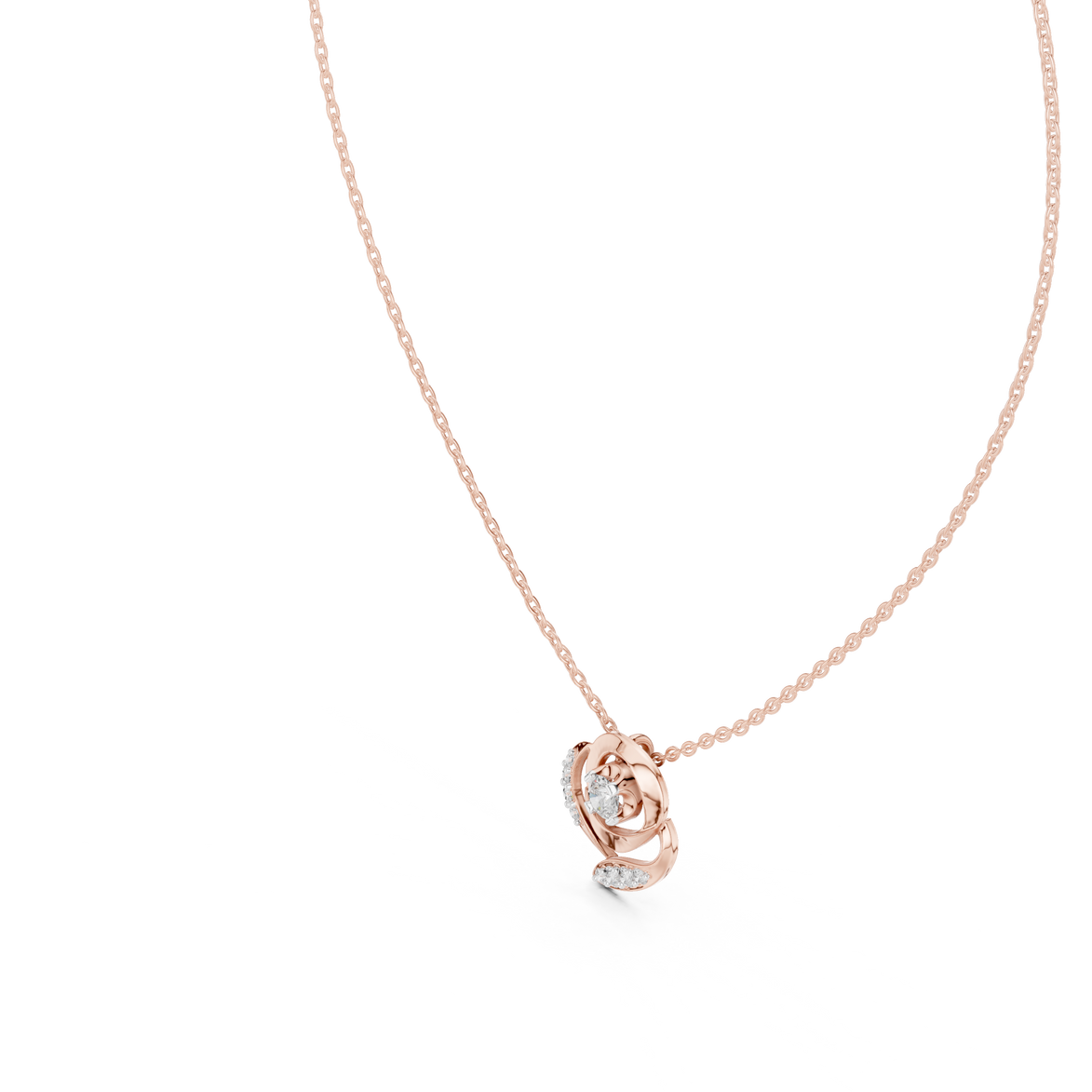 Swirl diamond pendant in gold with lab grown diamonds by Signora Jewels